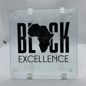 Glass Cutting Board Trivet BLACK EXCELLENCE Africa Motif